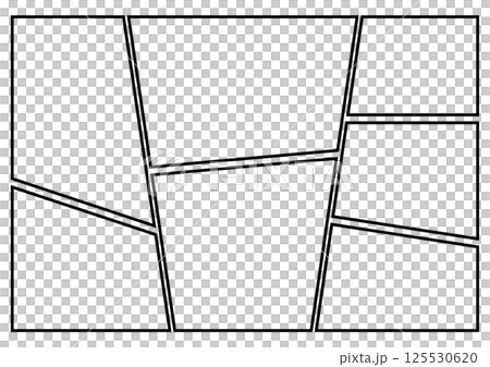 シンプルな見開きのマンガのコマ割りフレーム背景 125530620