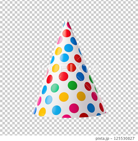 Colorful White Polka Dot Party Hat Isolated on transparent Background Colorful White Polka Dot Party Hat Isolated on transparent Background 125530827