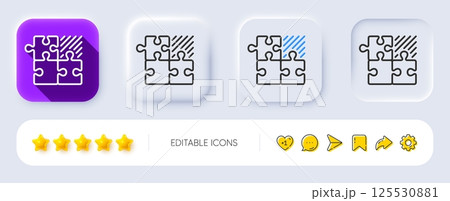 Puzzle game line icon. Neumorphic, Flat shadow, 3d buttons. Decide Jigsaw sign. Business strategy combination symbol. Line puzzle game icon. Social media icons. Vector Puzzle game line icon. Neumorphic, Flat shadow, 3d buttons. Decide Jigsaw sign. Business strategy combination symbol. Line puzzle game icon. Social media icons. Vector 125530881