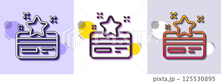 Loyalty card line icon. Halftone dotted pattern. Gradient icon with grain shadow. Bonus points. Discount program symbol. Line loyalty card icon. Various designs. Vector 125530895
