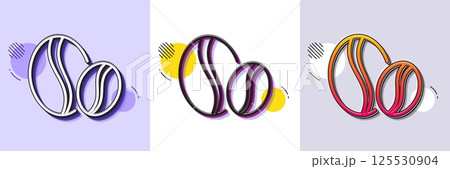 Coffee beans line icon. Halftone dotted pattern. Gradient icon with grain shadow. Hot drink sign. Whole bean beverage symbol. Line coffee beans icon. Various designs. Vector 125530904