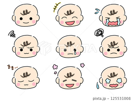 いろいろな表情の赤ちゃんの顔 125531008