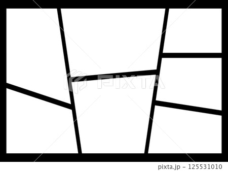 周りが黒い見開きのマンガのコマ割りフレーム背景 125531010