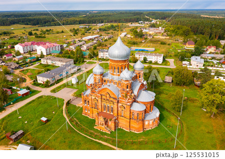 Kazan womens monastery on Gorushka from helicopter. City of Danilov 125531015