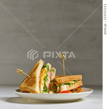 club sandwich on plate 125531311