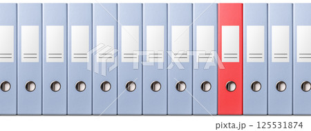 一列に並んだ資料のバインダー 125531874