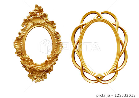 Set of Golden oval vintage frame isolated on white background Set of Golden oval vintage frame isolated on white background 125532015