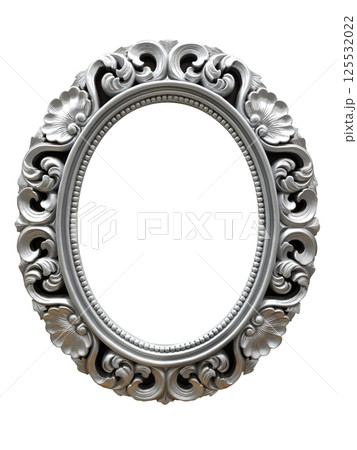 silver oval vintage frame isolated on white background silver oval vintage frame isolated on white background 125532022