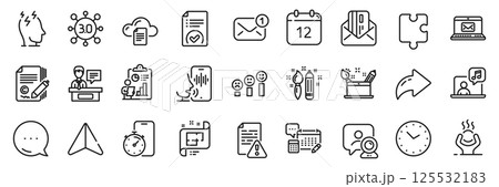 Puzzle, Stress and Credit card line icons pack. Share, Message, Paper plane icons. Instruction manual, New message, Web3 web icon. Architectural plan, Video conference, Timer app pictogram. Vector 125532183