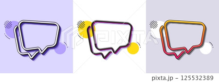 Speech bubble line icon. Halftone dotted pattern. Gradient icon with grain shadow. Chat sign. Social media message symbol. Line speech bubble icon. Various designs. Vector 125532389