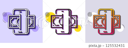 Phishing line icon. Halftone dotted pattern. Gradient icon with grain shadow. Money scam crime sign. Online fraud or thief symbol. Line phishing icon. Various designs. Vector 125532431