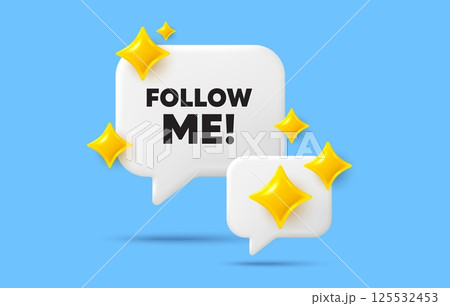 Follow me chat speech bubble. Social media concept. Follow me tag. Special offer sign. Super offer symbol. 3d sparkles chat bubble. Vector 125532453
