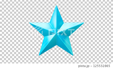 Realistic isolated glossy light blue star. Bright toy plastic design shiny 3d, vibrant color tones. Abstract cover illustration. Holiday childish fun 125532865