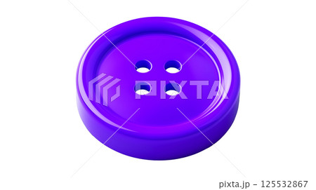 Clothes button, violet or purple color icon. Detailed realistic plastic sewing button isolated. Png 125532867