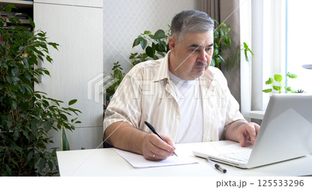 Man Learning Online with Computer 125533296