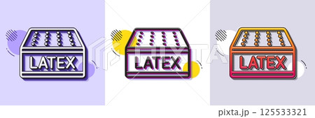 Mattress line icon. Halftone dotted pattern. Gradient icon with grain shadow. Orthopedic latex pad sign. Breathable sleep bed symbol. Line latex mattress icon. Various designs. Vector 125533321