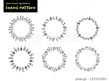 シンプルな手書きのかわいいコスメイメージフレームセット 125533593