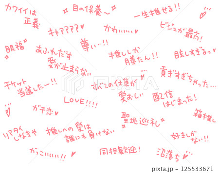 推し活用語を散りばめた文字背景・尊い・沼落ち・眼福 推し活用語を散りばめた文字背景・尊い・沼落ち・眼福 125533671