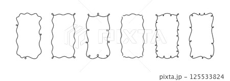 Ribbon doodle frame. Hand drawn vintage line border. Doodle line wedding invite. Cute hand drawn rectangle frame. Decorative valentine card. Vector illustration isolated on white background Ribbon doodle frame. Hand drawn vintage line border. Doodle line wedding invite. Cute hand drawn rectangle frame. Decorative valentine card. Vector illustration isolated on white background 125533824