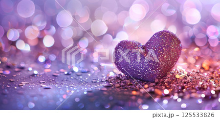 Glittering Purple Heart on Sparkling Background for Romantic Occasions Glittering Purple Heart on Sparkling Background for Romantic Occasions 125533826