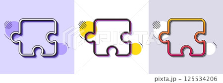 Puzzle piece line icon. Halftone dotted pattern. Gradient icon with grain shadow. Jigsaw game shape sign. Business strategy element. Line puzzle icon. Various designs. Vector Puzzle piece line icon. Halftone dotted pattern. Gradient icon with grain shadow. Jigsaw game shape sign. Business strategy element. Line puzzle icon. Various designs. Vector 125534206