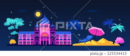 Architecture and beaches of Australia - modern colored vector illustration Architecture and beaches of Australia - modern colored vector illustration 125534415