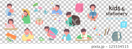 小学生と文房具 125534515