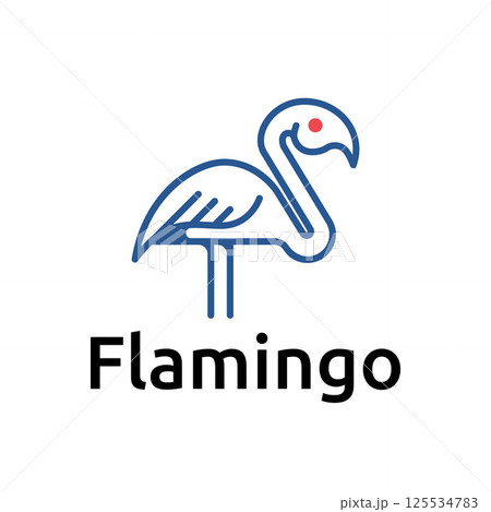 Beautiful Flamingo Bird Nature Animal in the Jungle Line Logo Template Beautiful Flamingo Bird Nature Animal in the Jungle Line Logo Template 125534783