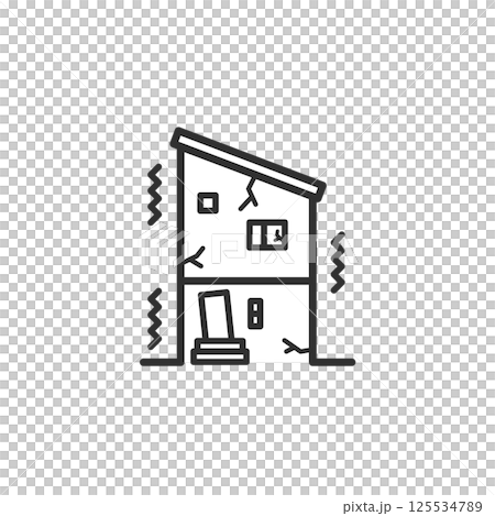 Illustration of a house damaged by an earthquake Illustration of a house damaged by an earthquake 125534789