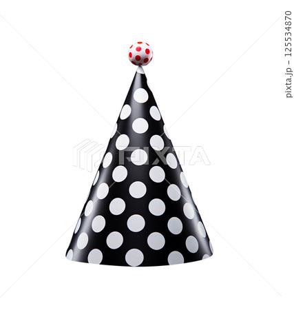 Black Polka Dot Party Hat, Festive Celebration Accessory for Birthday, New Year, Events Png, isolated on transparent 125534870
