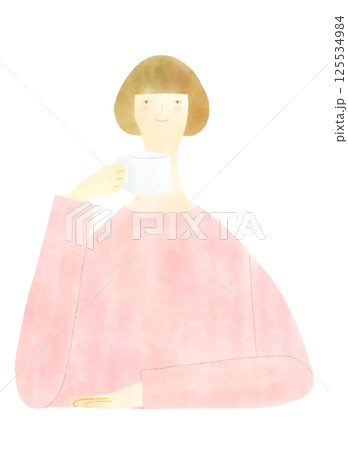 コーヒー、紅茶を飲む女性 125534984