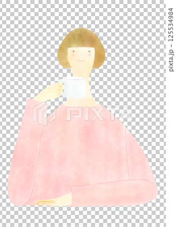 コーヒー、紅茶を飲む女性 125534984