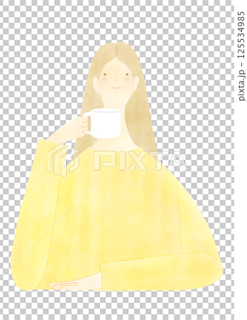 喝咖啡和茶的女人 125534985