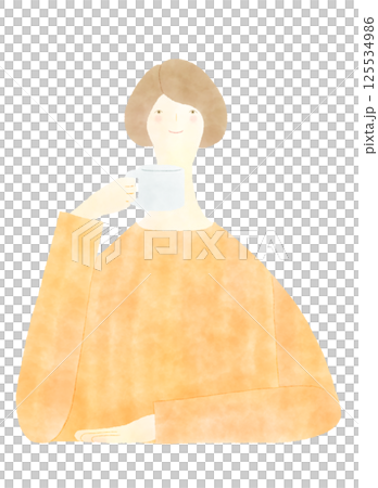 喝咖啡和茶的女人 喝咖啡和茶的女人 125534986