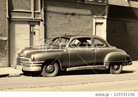 【AI生成】クラシックタウンのクラシックカー 9556851 125535136