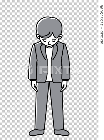 落ち込んでいるビジネスマンの正面向きベクターイラスト 落ち込んでいるビジネスマンの正面向きベクターイラスト 125535696