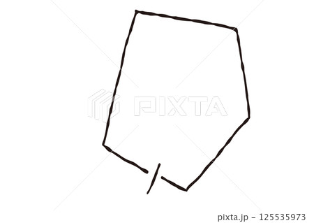 手描きのシンプルでゆるい白黒の直線的な吹き出し 125535973