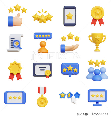 Review Rating 3D Icon Set 125536333