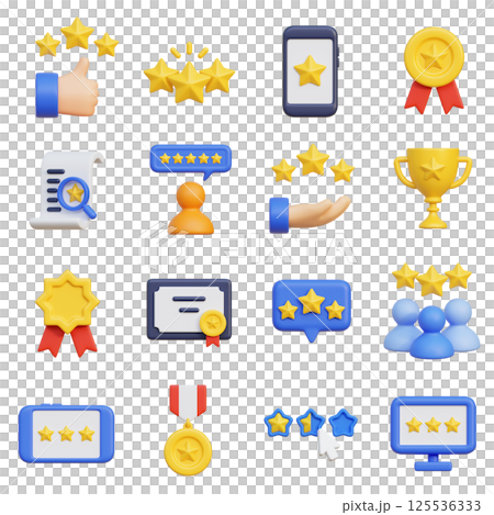 Review Rating 3D Icon Set 125536333
