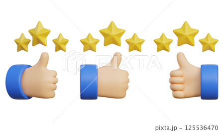 Thumb Hand and Star Rating Review 3D Icon Thumb Hand and Star Rating Review 3D Icon 125536470