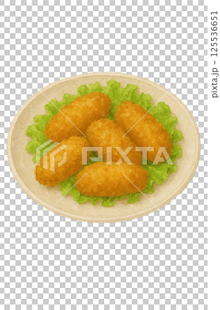 盤子裡的炸丸子（食物）的插圖 125536651
