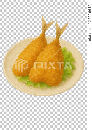 お皿に盛り付けたアジフライのイラスト(食品) お皿に盛り付けたアジフライのイラスト(食品) 125536652