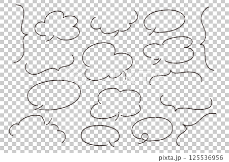 手描きのシンプルなゆるい白黒の吹き出しセット 125536956