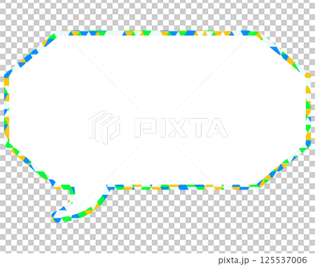 Stained glass style speech bubble, triangular pattern, elongated octagon Stained glass style speech bubble, triangular pattern, elongated octagon 125537006