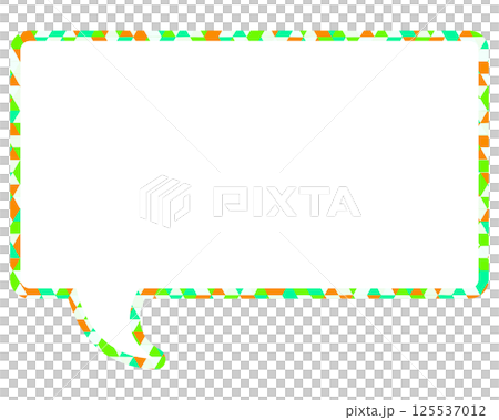 Stained glass style speech bubble, triangle pattern, square 125537012