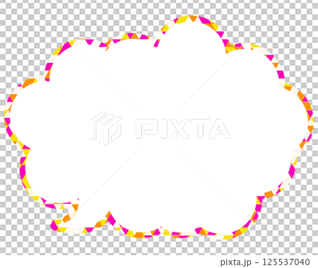 彩色玻璃風格的對話泡泡,三角形圖案,圓形雲形 彩色玻璃風格的對話泡泡,三角形圖案,圓形雲形 125537040