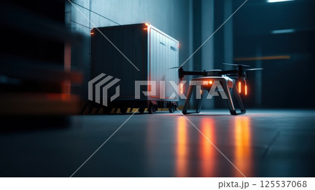 Autonomous Drone Delivering Packages in Modern Industrial Warehouse Setting 125537068