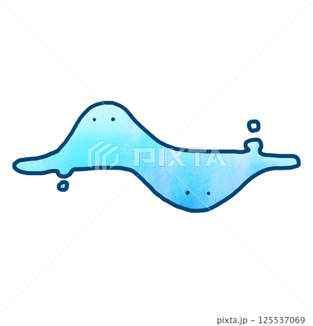 水色の二体のくっついた可愛いスライム 125537069