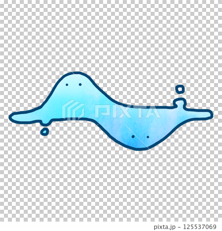 水色の二体のくっついた可愛いスライム 125537069