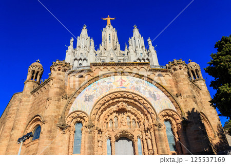 Expiatory Church of the Sacred Heart of Jesus on the summit of Mount Tibidabo in Barcelona, Catalonia, Spain Expiatory Church of the Sacred Heart of Jesus on the summit of Mount Tibidabo in Barcelona, Catalonia, Spain 125537169